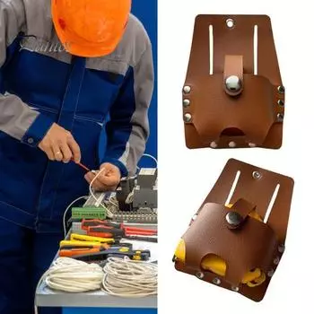 Сумка для рулетки для инструментов на открытом воздухе, износостойкий чехол для рулетки с возможностью быстрого извлечения, аксессуар для пояса инструментов коричневый