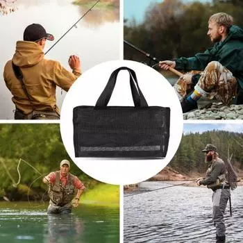 Сумка для рыболовных приманок с ручкой, застежкой и лентой, большая вместительная водонепроницаемая прозрачная сумка-органайзер для рыболовных приманок чёрный