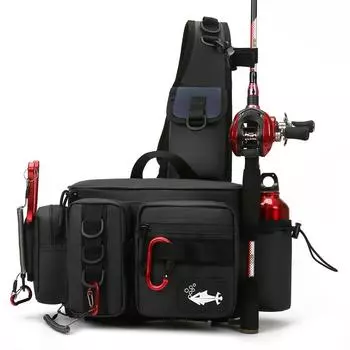 Сумка для рыболовных приманок, водонепроницаемая сумка на плечо для рыбалки, сумка для катушки для приманки, сумка с ремнями большой емкости, сумка для рыболовных снастей S чёрный