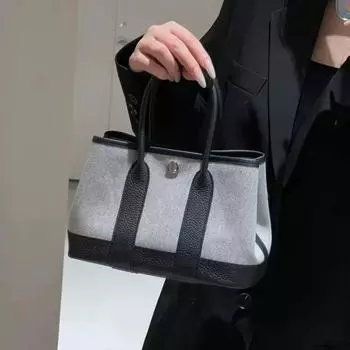 Сумка для сада Canvas Splicing Mini 23 см, женская кожаная универсальная сумка-тоут, новая высококачественная сумка через плечо на одно плечо 23x16x10cm