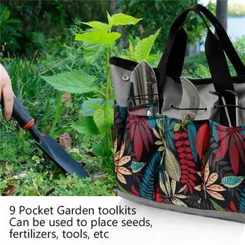 Сумка для садового инструмента, сумка для садовых инструментов, сумка-органайзер для набора садовых инструментов с несколькими карманами, компактная сумка для хранения ручного инструмента для садоводов зелёный