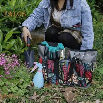 Сумка для садовых инструментов с 9 карманами, водонепроницаемая, прочная, из ткани Оксфорд, садовая сумка, большая вместимость, сумка-органайзер для садовых инструментов, чехол для хранения красный