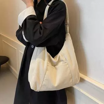 Сумка для школьников и студентов, большая вместимость, сумка-мессенджер, вельветовая женская сумка через плечо бежевый