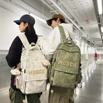 Сумка для школьников средней школы, мужской рюкзак, женский рюкзак с буквами чёрный