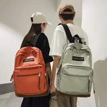 Сумка для школьников средней школы, рюкзак для кампуса большой емкости, однотонный нейлоновый рюкзак красный