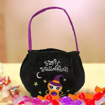 Сумка для сладостей или сладостей на Хэллоуин, корзина для конфет для детей, сумка для закусок, многоцелевая, многоразовая с Single Pumpkin