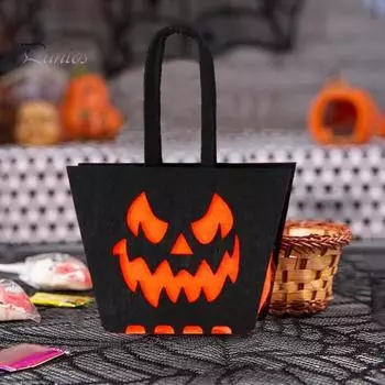 Сумка для сладостей на Хэллоуин, летучая мышь, тыква, привидение, череп, сумка для сладостей, ведро для закусок, многоразовые фетровые сумки для подарков на вечеринку в честь Хэллоуина D