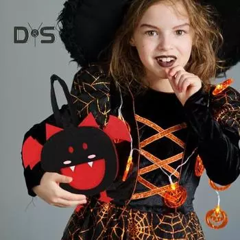 Сумка для сладостей на Хэллоуин, летучая мышь, тыква, привидение, череп, сумка для сладостей, ведро для закусок, многоразовые фетровые сумки для подарков на вечеринку в честь Хэллоуина D