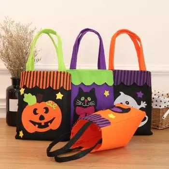Сумка для сладостей на Хэллоуин с ручками, тыквой, привидением, летучей мышью, сумка-шоппер «Сладость или гадость» на праздник G