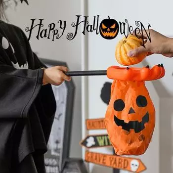 Сумка для сладостей на Хэллоуин. Сумка для хранения сладостей в форме ладони. Многоразовая сумка для Хэллоуина. оранжевый