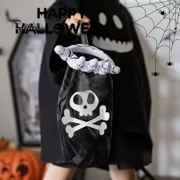 Сумка для сладостей на Хэллоуин, сумка для хранения конфет в форме ладони, многоразовый держатель для сладостей на Хэллоуин, аксессуары для вечеринок оранжевый