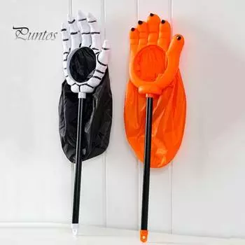 Сумка для сладостей на Хэллоуин, жуткие руки скелета, когти, сумка для сладостей, сумка для сладостей или гадостей, корзина для закусок для детей, костюм на Хэллоуин оранжевый