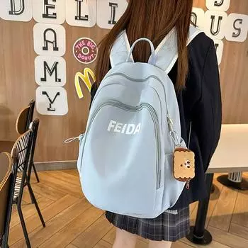 Сумка для средней школы, женский рюкзак для компьютера большой емкости, мужской рюкзак для путешествий синий