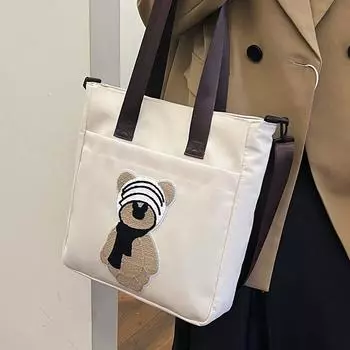 Сумка для студентов колледжа, холщовая, большая вместимость, симпатичная, студенческая, женская, через плечо, сумка-тоут хаки