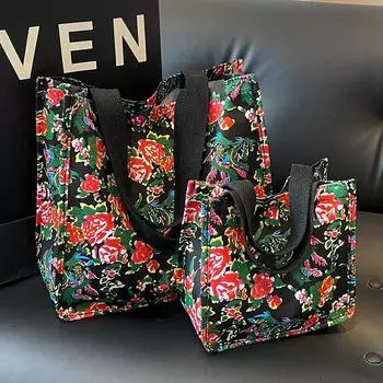 Сумка для студентов колледжа, женская, летняя, холщовая, женская, вместительная, универсальная, через плечо, 2024 года