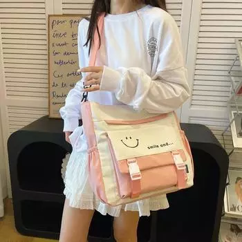 Сумка для студентов Wind, сумка для колледжа Wind, большая вместимость, сумка для поездок на работу, простая повседневная сумка-мессенджер для женщин белый