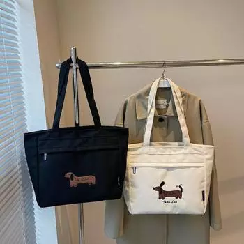 Сумка для студентов, женская сумка через плечо с принтом, большая вместительная сумка для поездок на работу коричневый