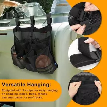 Сумка для сушки посуды для кемпинга, прочная ткань Оксфорд, складная наружная миска для посуды, сетчатый органайзер, держатель, портативная подвесная стойка для сушки посуды в автофургоне чёрный