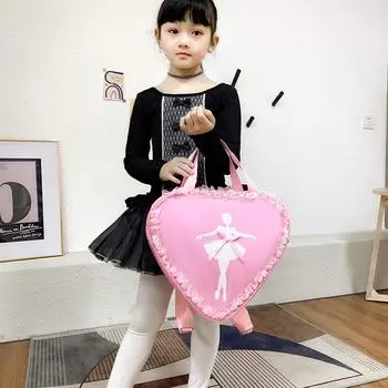 Сумка для танцев для девочек, милая кружевная сумочка в форме сердца, детская балетная обувь для латинского сада, купальник-контейнер, рюкзак красный