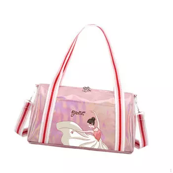 Сумка для танцев для девочек, переносная сумка для выходного дня, детская многоцелевая переносная спортивная сумка для путешествий розовый