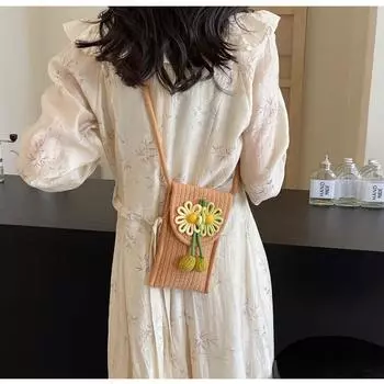 Сумка для телефона, большая сумка, женская сумка на плечо, тканая сумка ручной работы, свежая деревенская ручная женская сумка из травяной ткани BG1