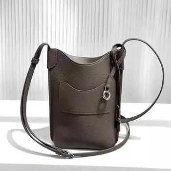 Сумка для телефона из телячьей кожи с узором личи, новая модная карманная сумка, простая сумка через плечо для поездок на работу, натуральная кожа 12x19x4cm кирпич красный