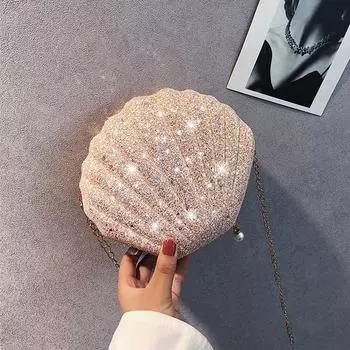 Сумка для телефона на молнии с блестками, маленькая сумка через плечо, сумки через плечо, сумка-ракушка розовый