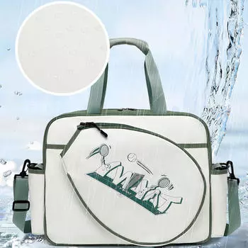 Сумка для тенниса Бадминтон Легкая Переноска Хранение Портативная Профессиональная Практичная Большая Вместимость White Green