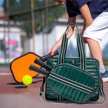 Сумка для тенниса Бадминтон с плечевым ремнем для переноски ракеток Пиклбол Хранение ракеток темно-зеленого
