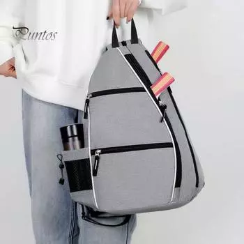 Сумка для тенниса, бадминтона, ракетка, рюкзак, регулируемый ремень, спортивная сумка, рюкзак для пиклбола с держателем для бутылки с водой чёрный