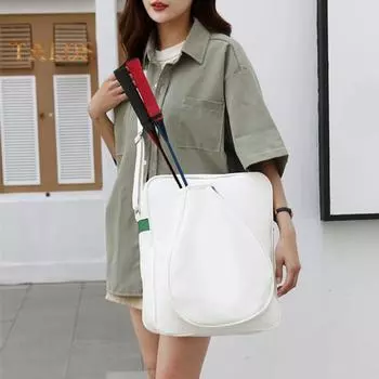 Сумка для тенниса, сумка через плечо, сумка для ракеток из искусственной кожи большой емкости для бадминтона, пиклбола белый