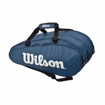 Сумка для теннисных и бадминтонных ракеток Wilson TOUR 3 COMP 3 вмещает 15 ракеток WR8002302 Wilson (Тур Комп) Темно-синий/белый