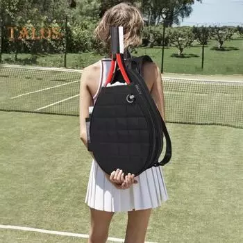 Сумка для теннисных ракеток для путешествий Большая вместимость Вмещает 2 ракетки Карман для мокрых/сухих вещей Водонепроницаемый Регулируемый мягкий плечевой ремень Рюкзак для теннисных ракеток бежевый