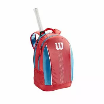 Сумка для теннисных ракеток Wilson для бадминтона JUNIOR BACKPACK 28x16x42 см 2 детские ракетки кораллово-голубой белый WR8012904001