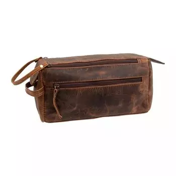 Сумка для туалетных принадлежностей из натуральной кожи буйвола Travel Dopp Kit Чехол для бритья для мужчин и женщин 9 x 4 x 5 in коричневый