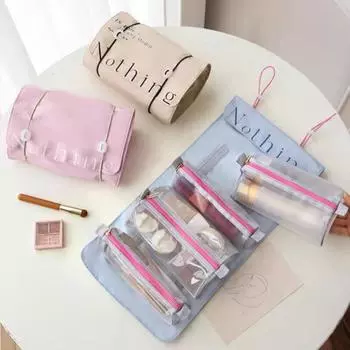 Сумка для туалетных принадлежностей Roll-Up, складная косметичка, органайзер для косметики, 4 отделения, большая вместимость, застежка-молния, водонепроницаемая синий