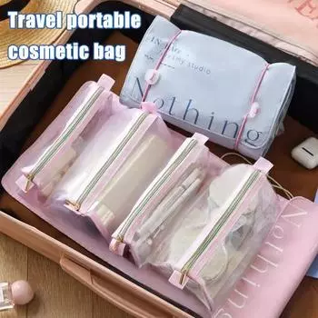 Сумка для туалетных принадлежностей Roll-Up складная косметичка органайзер для косметики 4 отделения большая вместимость синий