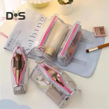 Сумка для туалетных принадлежностей, складная, сворачивающаяся, косметичка, органайзер для косметики, 4 отделения, большая вместимость, застежка-молния, водонепроницаемый дорожный чехол фиолетовый