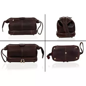 Сумка для туалетных принадлежностей унисекс из натуральной кожи буйвола, дорожный комплект Dopp, выполненный из кожи 4 x 9 x 5 in коричневый
