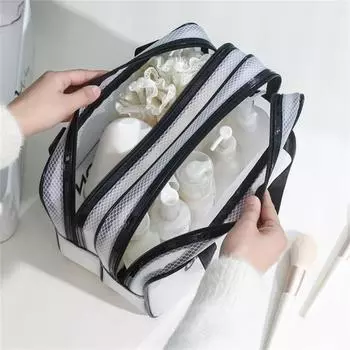 Сумка для туалетных принадлежностей Влагостойкая Двухслойная Пыленепроницаемая L чёрный