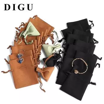 Сумка для украшений Digu Premium из микрофибры с завязкой на шнурке и возможностью нанесения индивидуального логотипа