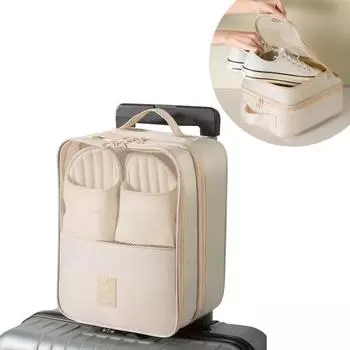 Сумка для упаковки обуви Прочная пыленепроницаемая ткань Оксфорд 3-слойный органайзер для хранения Сумка для ежедневного использования бежевый