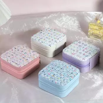 Сумка для упаковки ювелирных изделий из искусственной кожи с цветочной пряжкой, держатель для показа ювелирных изделий, коробка для хранения колец, отпуск розовый