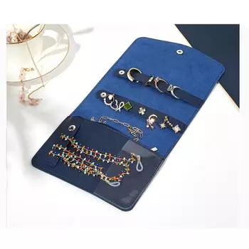 Сумка для ювелирных изделий Премиум-конверт для хранения ювелирных изделий Портативная сумка для хранения колец, ожерелий, сережек Сумка для ювелирных изделий 15*30cm темно-синий