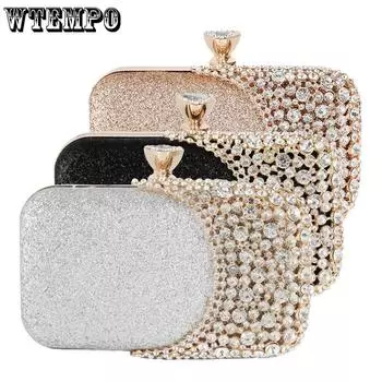 Сумка для ужина Европейская и американская женская сумка Алмазный банкетный клатч Платье Вечерняя сумка Сумочка серебряный