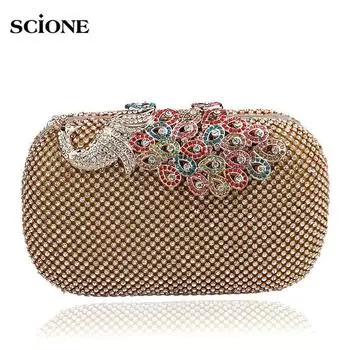 Сумка для вечеринок с бриллиантами, женская модная банкетная сумка, вечерняя сумка-клатч с павлином 16cm*5cm*9cm чёрный