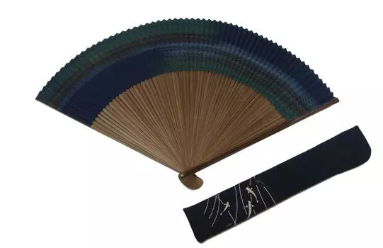 Сумка для веера Kyoto Kasumi 60 Bone Ayu Pattern Box Paulownia [Hasegawa] Веер, Узор, Синий, Мужские веера, В комплекте, коричневый