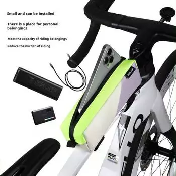 Сумка для верхней трубы велосипеда водонепроницаемая большая емкость на молнии для горного велосипеда, шоссейного и горного, передняя часть чёрный