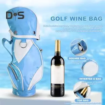 Сумка для вина для гольфа, сумка для одной бутылки, сумка для красного вина, аксессуары для гольфа, переносная сумка-холодильник для вина для гольфа и пикников небесно-голубой