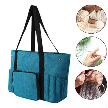 Сумка для вязания крючком и тоут Вязание крючком Принадлежности для вязания Игла Пылезащитная синий